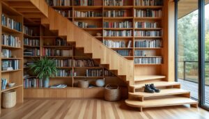 Réussir un escalier avec bibliothèque dans une maison contemporaine