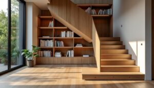 Comment intégrer un escalier en bois avec du rangement moderne