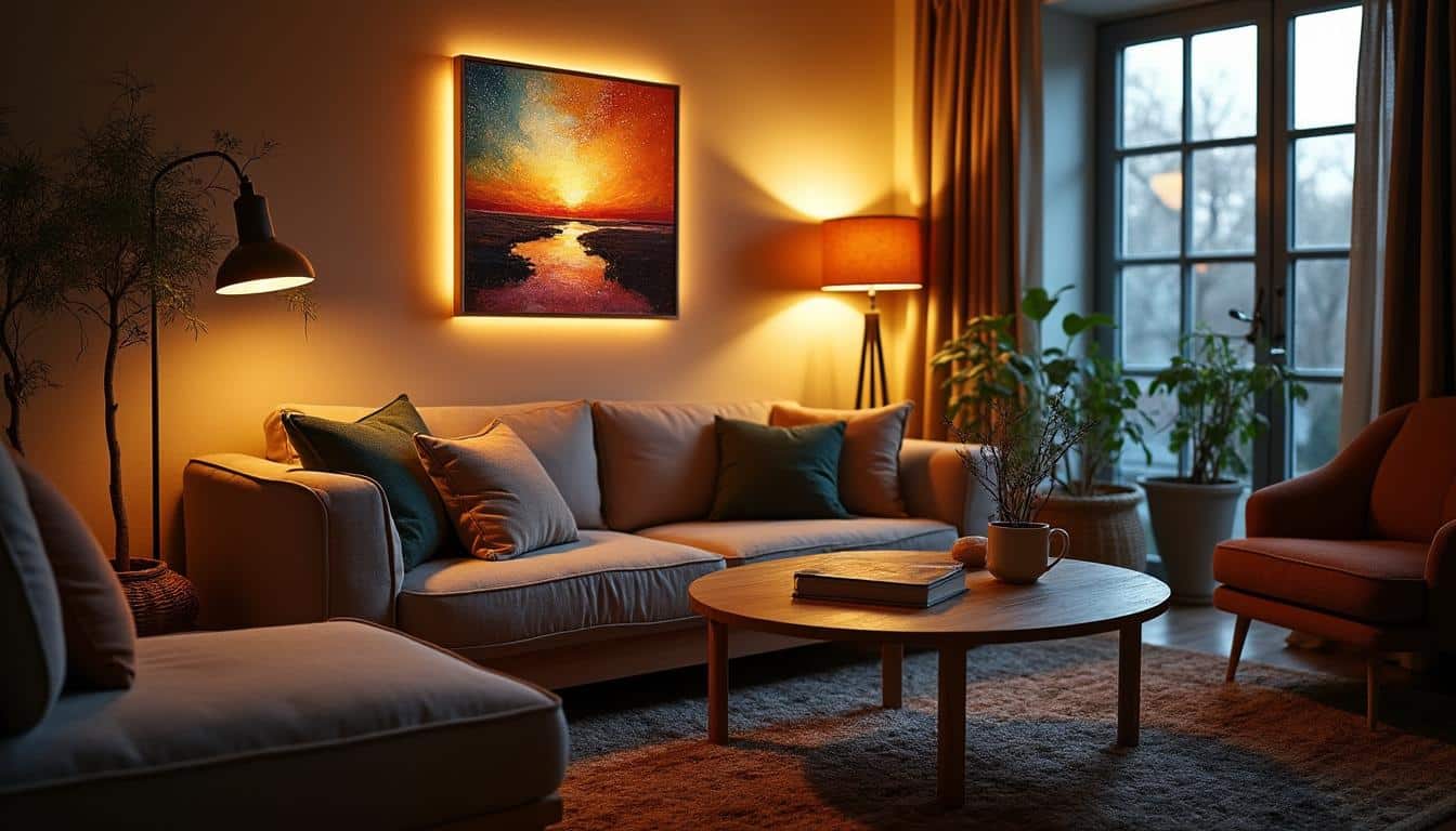 Créer une ambiance tamisée dans le salon avec un tableau lumineux