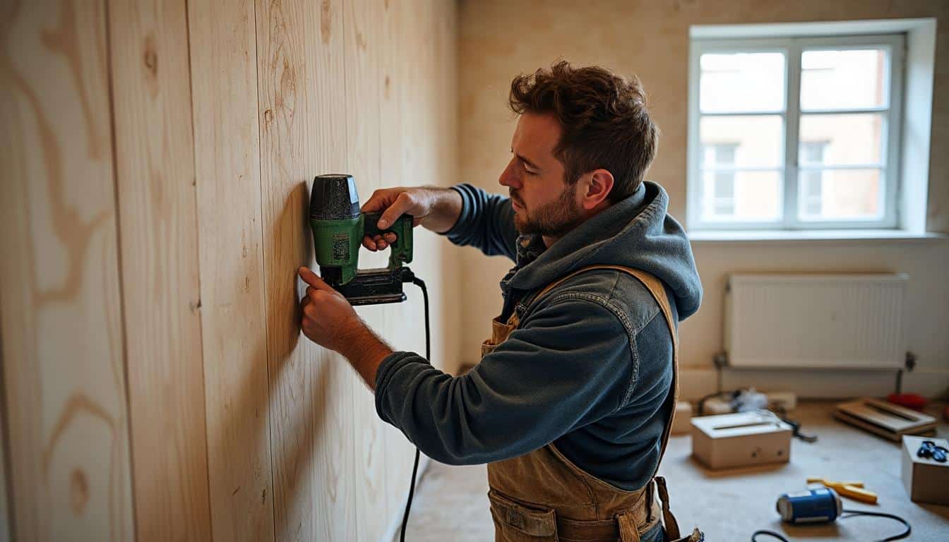 Les étapes pour poser une isolation en laine acoustique sur un mur avec une visseuse