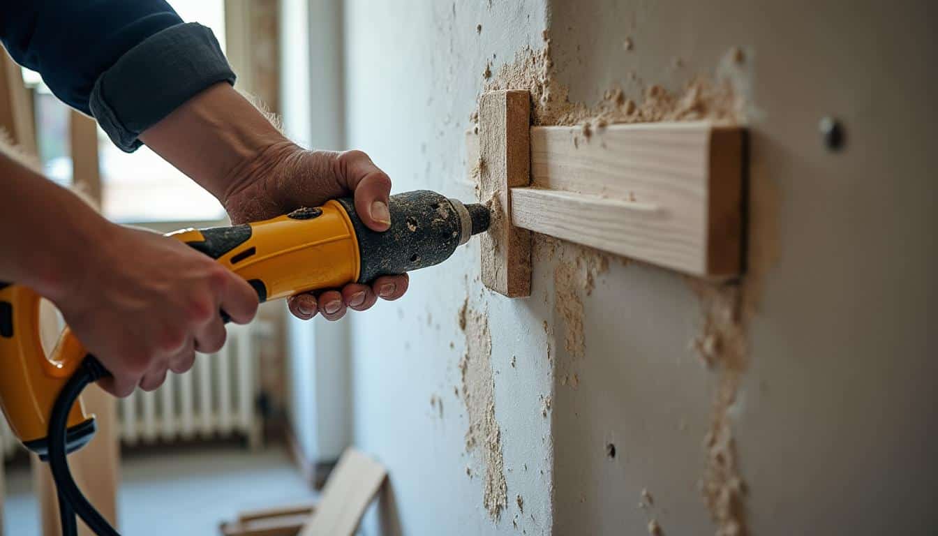 Utiliser une visseuse pour fixer un support de meuble cuisine au mur